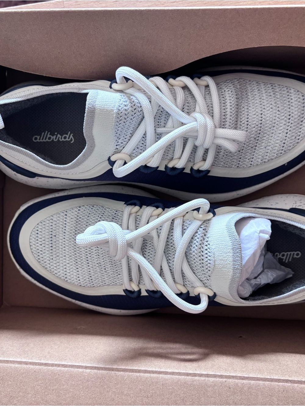 New in Box - Allbirds Men’s White and Navy Trail Runnr SWT
